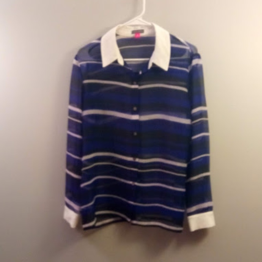 [Vince Camuto] Zen Multi-Striped Blouse (Size M)